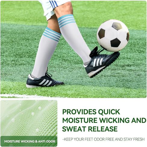 IRAMY Soccer Football Softball Socks Youth Kids Baseball Socks Girls Boys Mens Coolmax 1/2/3 Packs Keen High Sports Sock in Kuwait
