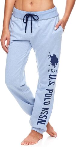U.S. Polo Assn. Essentials Womens Lounge Pants with Pockets, Plus Size Sweatpants for Women (Blue Yonder Heather, 2X) in Saudi Arabia