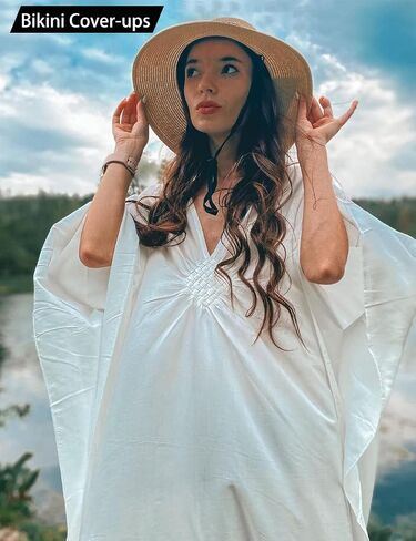 Women's Kaftan Dresses Plus Size Caftan Loungewear Printed Bathing Suit Cover ups Long Beach Tops Flowy Resort Wear in Saudi Arabia