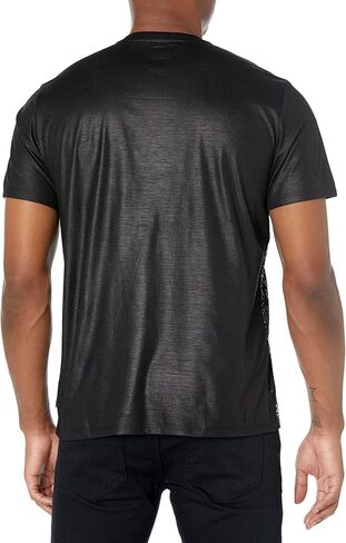 GUESS Men's Short Sleeve Alameda Snake Foil Crew, Jet Black, Large in Saudi Arabia