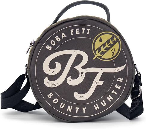Star Wars Bag, Cross Body, Round, The Book of Boba Fett Bounty Hunter and Mythosaur, Grays, Vegan Leather in Saudi Arabia