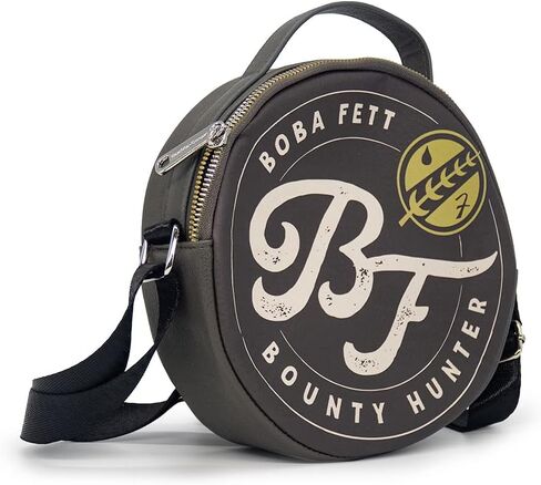 Star Wars Bag, Cross Body, Round, The Book of Boba Fett Bounty Hunter and Mythosaur, Grays, Vegan Leather in Saudi Arabia