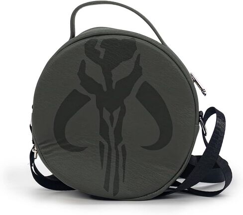 Star Wars Bag, Cross Body, Round, The Book of Boba Fett Bounty Hunter and Mythosaur, Grays, Vegan Leather in Saudi Arabia