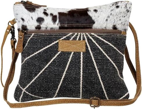 Myra Bag Artless Small & Cross Body Bag Upcycled Canvas, Rug, Leather & Cowhide S-2607 in Saudi Arabia