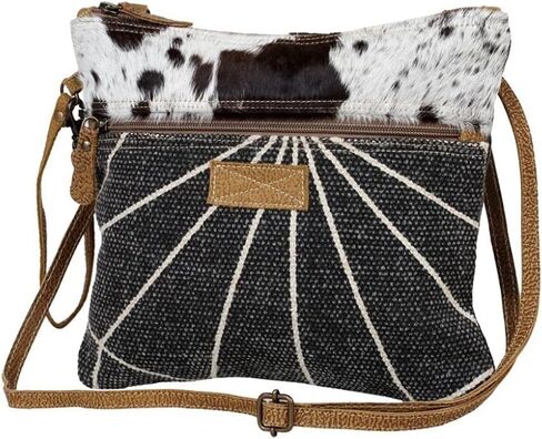 Myra Bag Artless Small & Cross Body Bag Upcycled Canvas, Rug, Leather & Cowhide S-2607 in Saudi Arabia