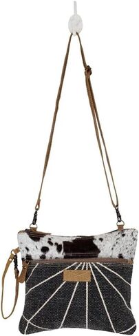 Myra Bag Artless Small & Cross Body Bag Upcycled Canvas, Rug, Leather & Cowhide S-2607 in Saudi Arabia