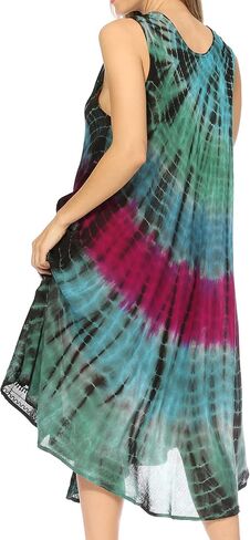Sakkas Nora Sleeveless Embroidered Short Tie Dye Caftan Dress/Cover Up in Saudi Arabia