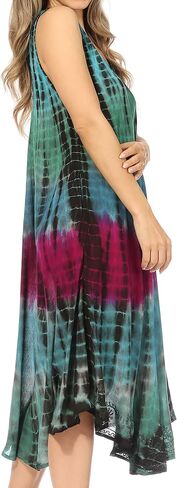 Sakkas Nora Sleeveless Embroidered Short Tie Dye Caftan Dress/Cover Up in Saudi Arabia