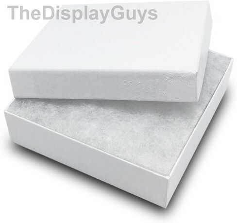علبة هدايا صندوق مجوهرات من الورق المقوى المملوء بالقطن مكونة من 25 قطعة من TheDisplayGuys - أبيض دوامي (3 1/2 بوصة × 3 1/2 بوصة × 1 بوصة) in Kuwait