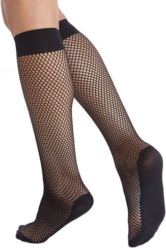 Opaque Knee Length 2 Pair Black 3498 Fishnet in Saudi Arabia
