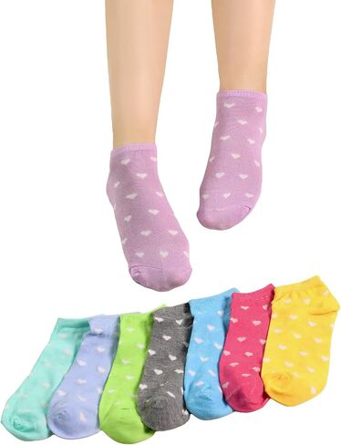 WDIRARA Women's 8 Pairs Heart Print Colorful Athletic Ventilation Low Cut Ankle Socks in Saudi Arabia