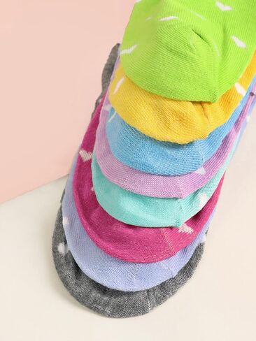 WDIRARA Women's 8 Pairs Heart Print Colorful Athletic Ventilation Low Cut Ankle Socks in Saudi Arabia