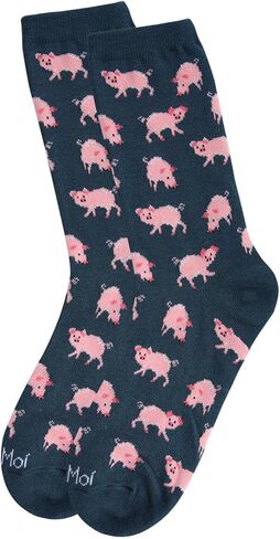 MeMoi Pretty Pigs Bamboo Blend Crew Socks in Saudi Arabia