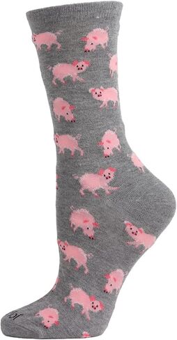 MeMoi Pretty Pigs Bamboo Blend Crew Socks in Saudi Arabia