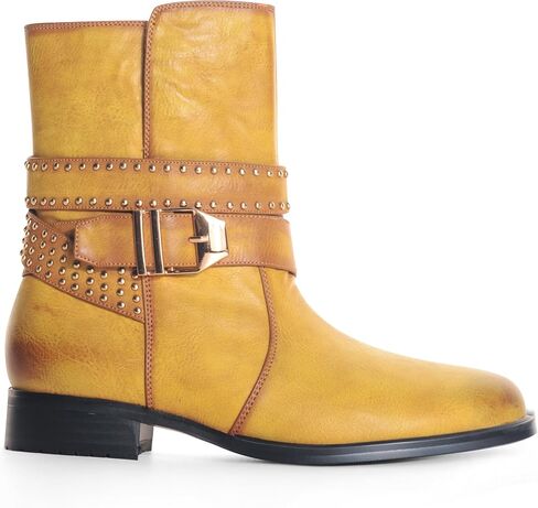 حذاء ANN CREEK نسائي 'Toluca' بمقدمة مستديرة للكاحل للنساء بكعب منخفض، كعب منخفض مكتنز وحزام جانبي بسحاب للكاحل، حذاء مريح مرصع باللون الأحمر in Kuwait