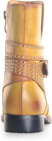 حذاء ANN CREEK نسائي 'Toluca' بمقدمة مستديرة للكاحل للنساء بكعب منخفض، كعب منخفض مكتنز وحزام جانبي بسحاب للكاحل، حذاء مريح مرصع باللون الأحمر in Kuwait