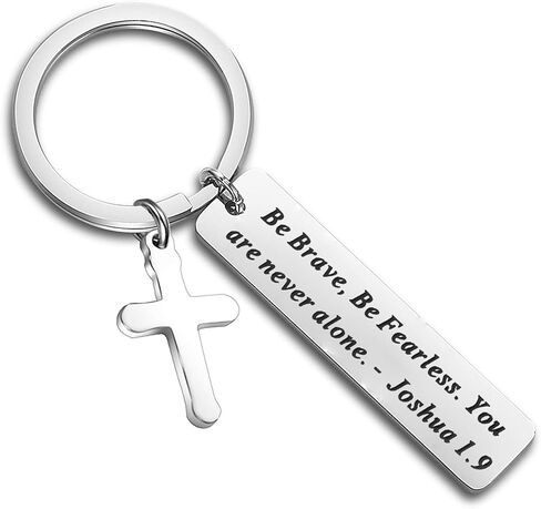 FEELMEM Christian Keychain Be Brave Be Fearless You Are Never Alone Joshua 1:9 Bible Verse Keychain Christian Religious Gift in Saudi Arabia