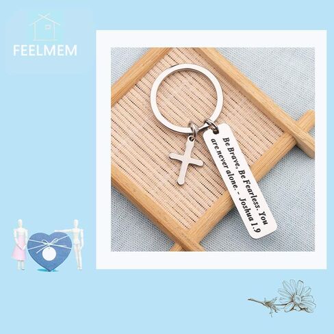 FEELMEM Christian Keychain Be Brave Be Fearless You Are Never Alone Joshua 1:9 Bible Verse Keychain Christian Religious Gift in Saudi Arabia