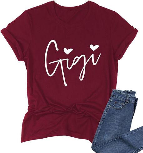 BABEGO Womens Gigi Heart Shirts for Grandma Cute Funny T-Shirts Graphic Tees Short Sleeve Tops in Saudi Arabia