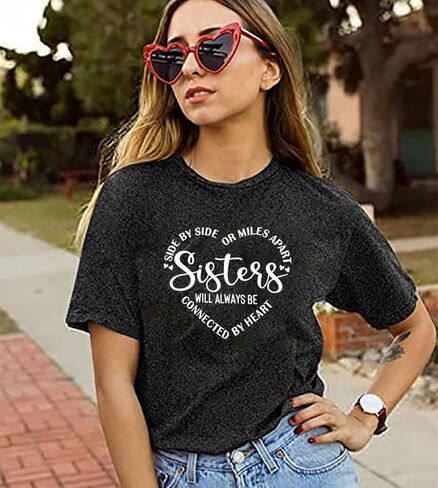 المرأة شقيقة قميص جنبا إلى جنب أو مايلز وبصرف النظر الأخوات تي شيرت السببية شقيقة هدية عيد ميلاد قصيرة الأكمام بلايز المحملة in Kuwait