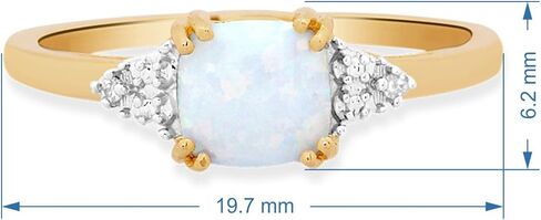 Jewelili October Birthstone Ring in 10K Yellow Gold with Cushion Cut Created Opal and Natural White Round Diamond Accent, Size 8 in Saudi Arabia