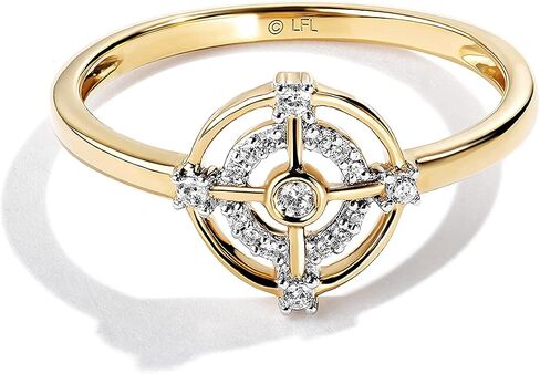 Jewelili Star Wars™ Fine Jewelry Threepio Series Women's Ring 1/10 Ct.Tw. White Diamonds 10K Yellow Gold, Size 9 in Saudi Arabia