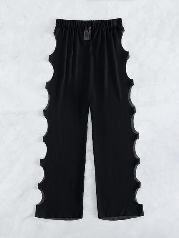 OYOANGLE Women's Sheer Mesh Swimwear Bikini Cover Up Pants See Through Swimsuit Bikini Bottom Cover Up Pants in Saudi Arabia
