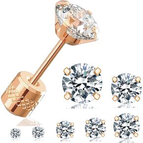 Flat Screw Back Stud Earrings,7 Pairs Titanium Hypoallergenic Surgical Stainless Steel Earring for Women Men,Simulated Diamond CZ Studs Earring Set for Cartilage 2-8mm in Kuwait