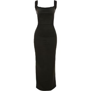 Women Bodycon Maxi Dress Sexy Backless Spaghetti Straps Elegant Sundress Basic Formal Gown