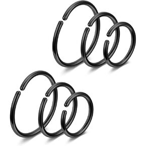 PESOENTH 20G 6mm-10mm Nose Rings Hoop Set 316L Surgical Steel Septum Ring Tragus Cartilage Earrings Nose Helix Piercing Jewelry For Women Men
