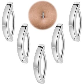5Pcs 14G Surgical Steel Clicker Belly Button Rings for Women Girls Belly Rings Reverse Curved Navel Rings for Men Barbell Body Piercing Jewelry Set