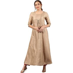 Janasya Indian Women's Beige Poly Silk Kurta in Saudi Arabia