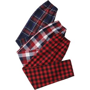 Floerns Women's 3 Piece Tartan Print Sleepwear Lounge Pants Pajama Bottoms