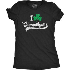 Womens I Clover Shenanigans T Shirt Funny Irish Clover St Saint Patricks Day Tee