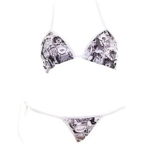 Women Sexy Anime Mosaic Printing Bikini Bandage Lingerie Lolita Japanese Cosplay Underwear Pajamas Set
