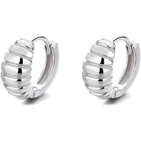 MIKAMU 925 Sterling Silver Croissant Hoop Earrings for Women CZ cubic zirconia Dainty Earring Jewelry Birthday Gifts for Women Girls