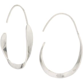Lucky Brand Open Hammer Hoop Earrings, Silver, One Size