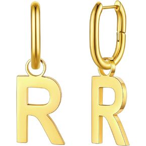 GoldChic Jewelry Initial Earrings for Women, Stainless Steel Letter Hoop Drop Earrings Gold, U-Shape Alphabet Statement Earring