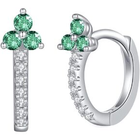 Dainty Dangle Huggie Hoop Stud Earrings Sets with Flower-Shaped CZ for Women in 925 Sterling Silver and 14K Real Gold Plated, Minimalist and Hypoallergenic