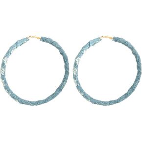 Large Big Circle Denim Hoop Earrings Round Jeans Cloth Exaggerated Cool Statement Jewelry for Women Girl