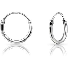 DTPsilver 925 Sterling Silver TINY/SMALL/MEDIUM/LARGE Endless Hoops/Sleepers Earrings - Thickness 1.5 mm - Outer Diameter: 8, 10, 12, 14, 16, 18, 20, 25, 30, 35, 40, 50, 60, 70, 80 mm in Kuwait