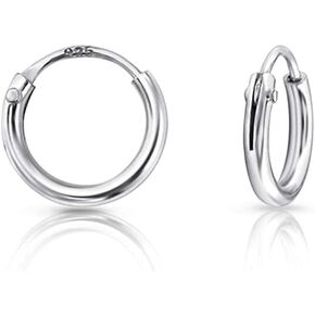 DTPsilver 925 Sterling Silver TINY/SMALL/MEDIUM/LARGE Endless Hoops/Sleepers Earrings - Thickness 1.5 mm - Outer Diameter: 8, 10, 12, 14, 16, 18, 20, 25, 30, 35, 40, 50, 60, 70, 80 mm