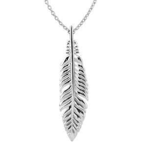 Sterling Silver Small Feather Pendant Necklace, 18"
