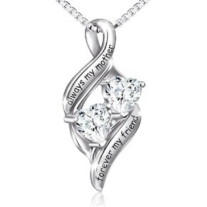 DAOCHONG Mother Necklace Sterling Silver Mom Necklace Mother Child Forever Love Necklace for Mom Mother's Day Gift