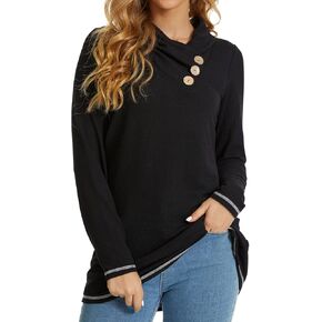 سترة نسائية من WEIYAN برقبة متدلية وأكمام طويلة وقميص كاجوال فضفاض مع أزرار in Kuwait