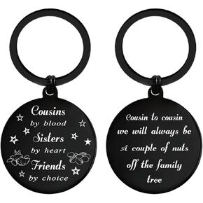 Cousin Gifts Keychain for Women - Cousin By Blood Sister By Heart Friend By Choice - Cousin Birthday Gift Key Chain