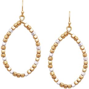 Rosemarie & Jubalee Women's Two Tone Chunky Nugget Bead Wire Hoop Dangle Earrings, 2"