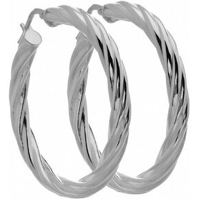 Amoro Italian Sterling Silver Medium Twist Hoop Earrings 38mm x 38mm
