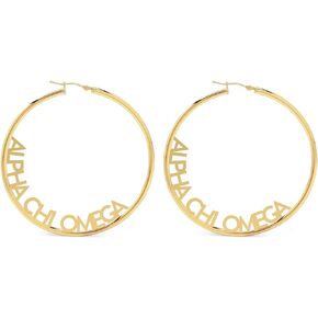 Sorority Shop Alpha Chi Omega- Hoop 18K Gold Plated Dainty Earrings for Women - Alpha Chi Omega Jewelry with Ideal 2" Diameter Hoops - Alpha Chi Omega Gifts
