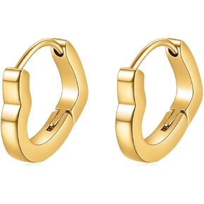 Stainless Steel Classic Simple Plain Heart Shaped Huggie Hoop Earrings